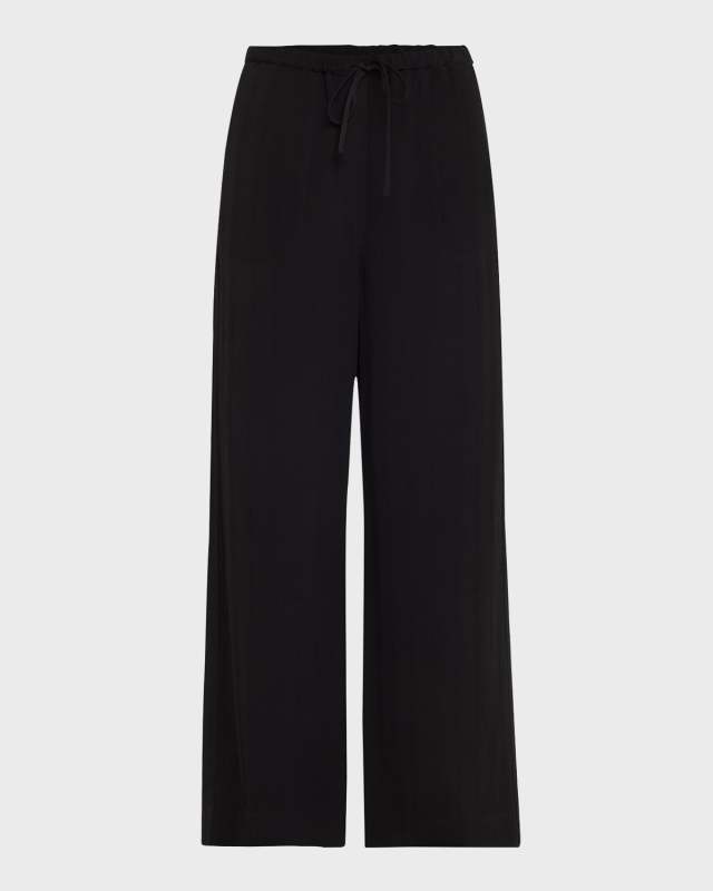 Striped Woven Straight-Leg Ankle Pull-On Trousers